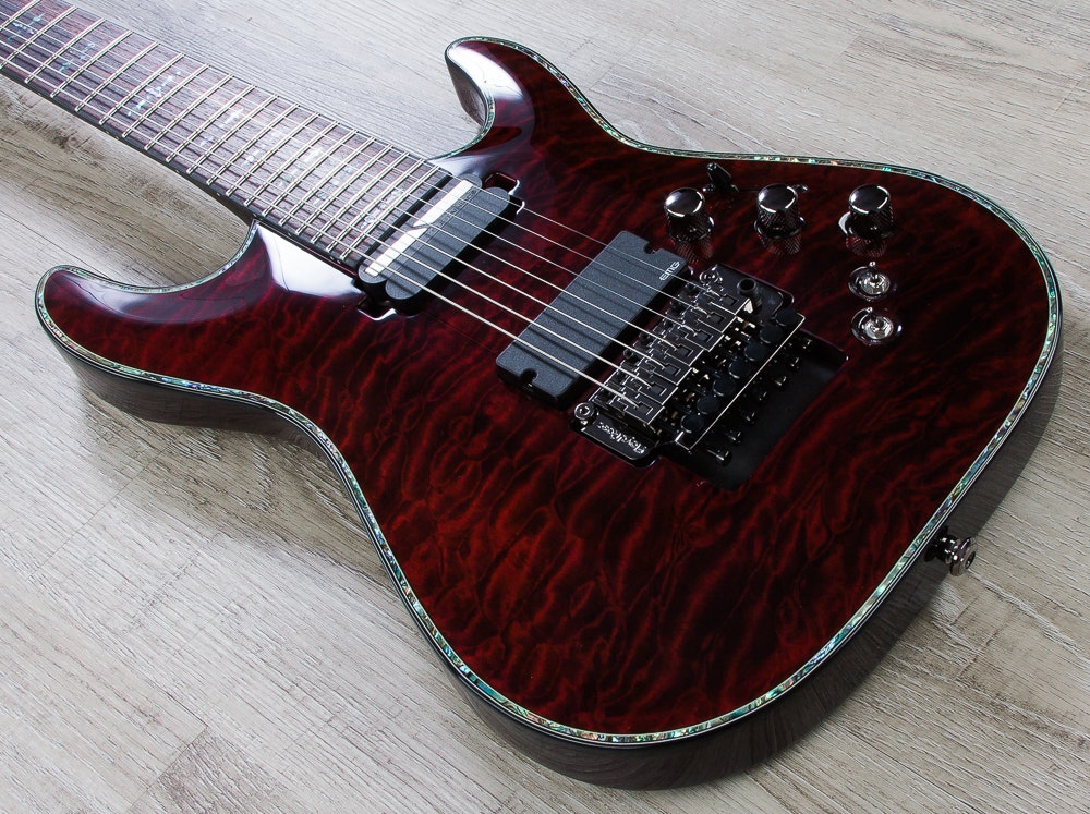 Schecter Hellraiser C-7 FR-S 7-String Electric Guitar, Floyd Rose, Sustainiac - Black Cherry