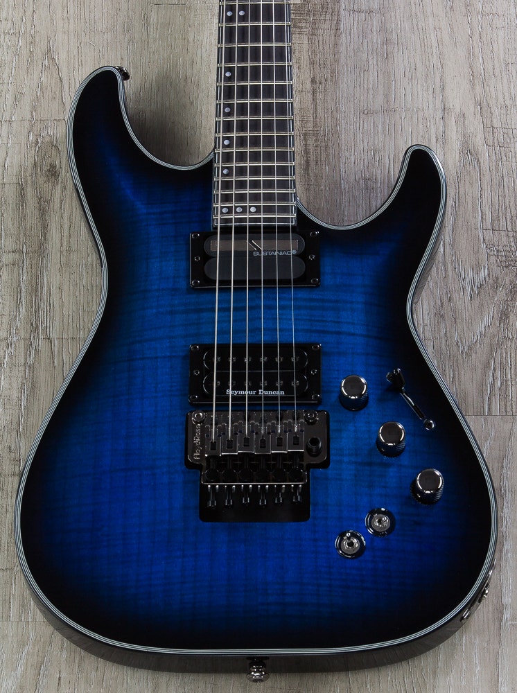Schecter Blackjack SLS C-1 FR-S Electric Guitar, Floyd Rose - See Thru Blue Burst