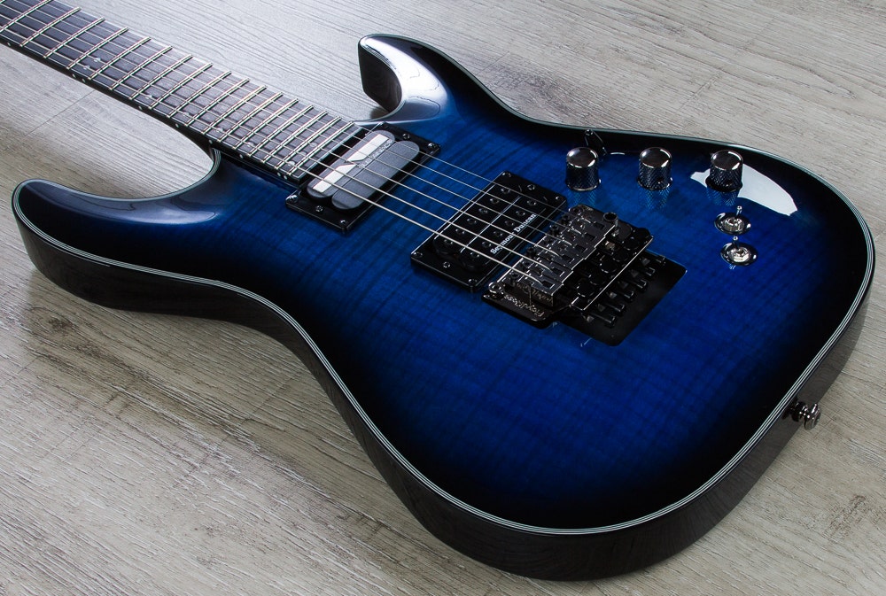 Schecter Blackjack SLS C-1 FR-S Electric Guitar, Floyd Rose - See Thru Blue Burst