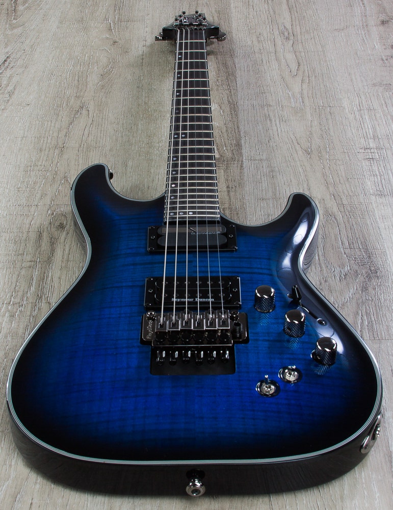 Schecter Blackjack SLS C-1 FR-S Electric Guitar, Floyd Rose - See Thru Blue Burst