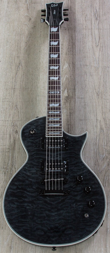ESP LTD EC-1000 Piezo Electric Guitar, Quilted Maple, Rosewood Fingerboard - See Thru Black