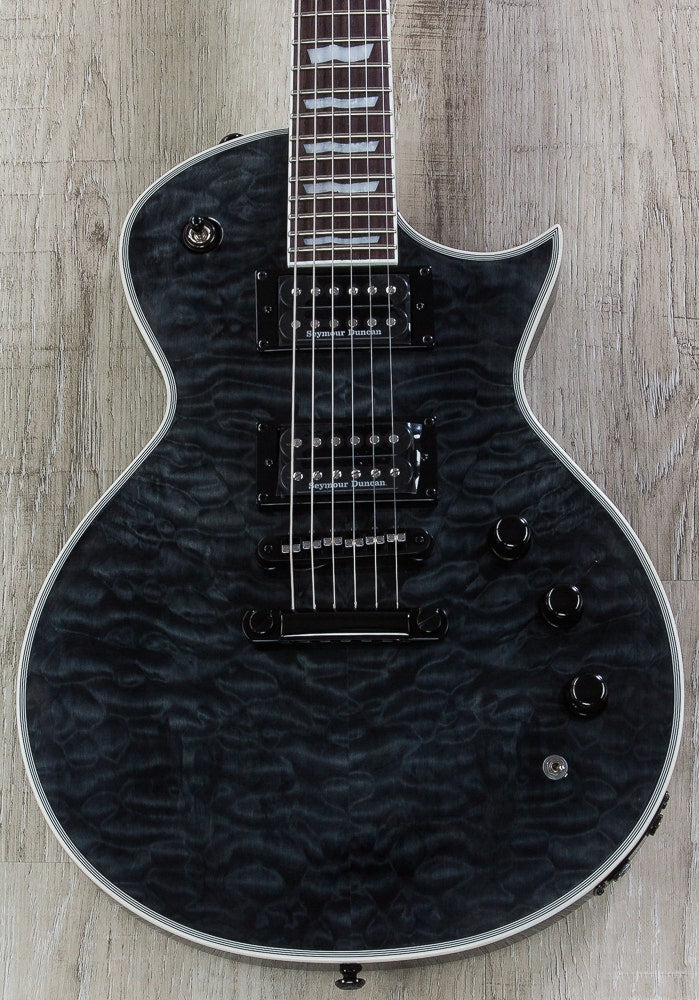 ESP LTD EC-1000 Piezo Electric Guitar, Quilted Maple, Rosewood Fingerboard - See Thru Black