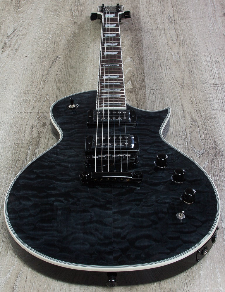 ESP LTD EC-1000 Piezo Electric Guitar, Quilted Maple, Rosewood Fingerboard - See Thru Black