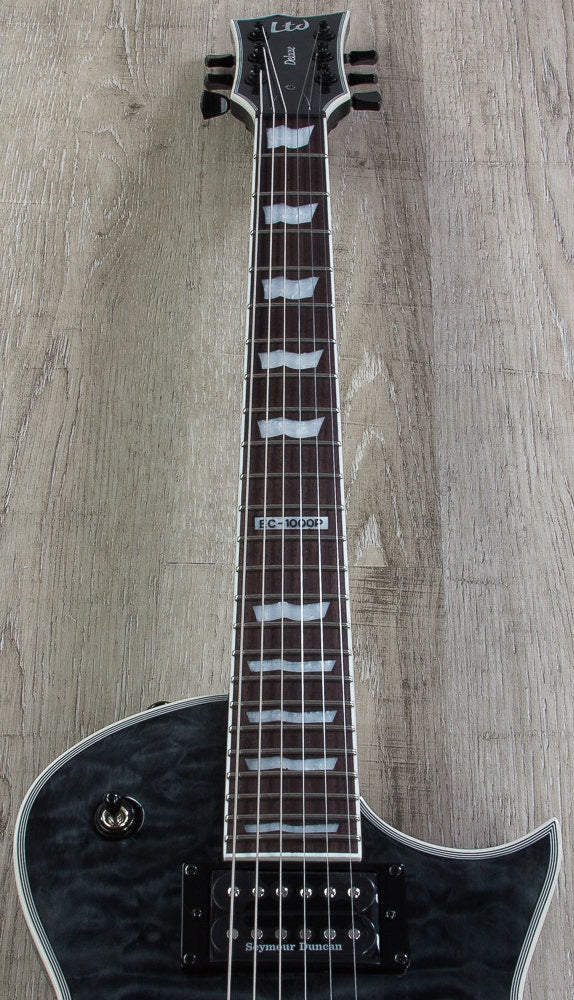 ESP LTD EC-1000 Piezo Electric Guitar, Quilted Maple, Rosewood Fingerboard - See Thru Black