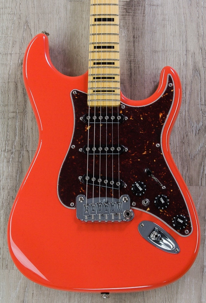 G&L USA S-500 Electric Guitar, Hard Rock Maple Fingerboard, SSS, Hard Case - Fullerton Red