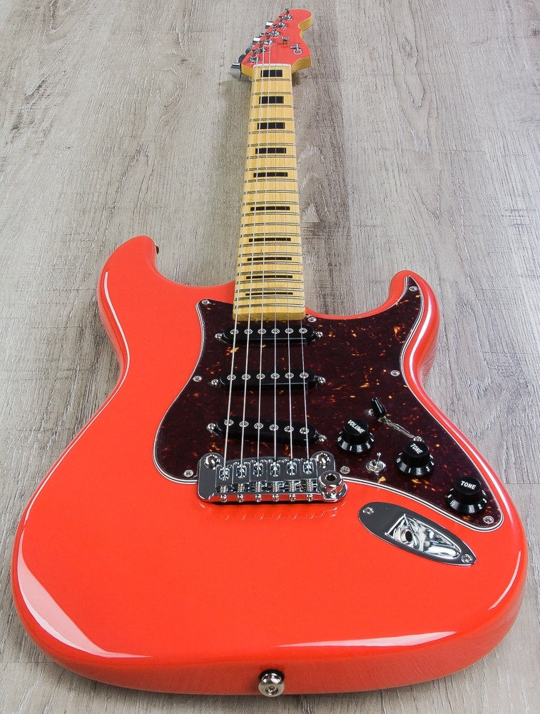 G&L USA S-500 Electric Guitar, Hard Rock Maple Fingerboard, SSS, Hard Case - Fullerton Red