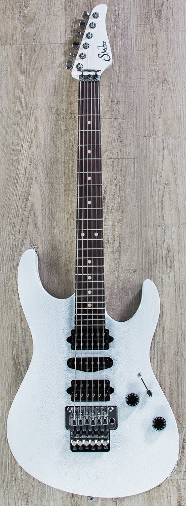 Suhr Modern Satin Electric Guitar, Indian Rosewood Fingerboard, HSH, Floyd Rose, Gig Bag - White Satin