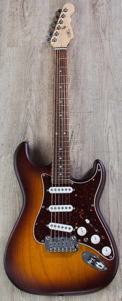 G&L USA S-500 Electric Guitar, Rosewood Fingerboard, Hard Case - Old School Tobacco Sunburst Frost