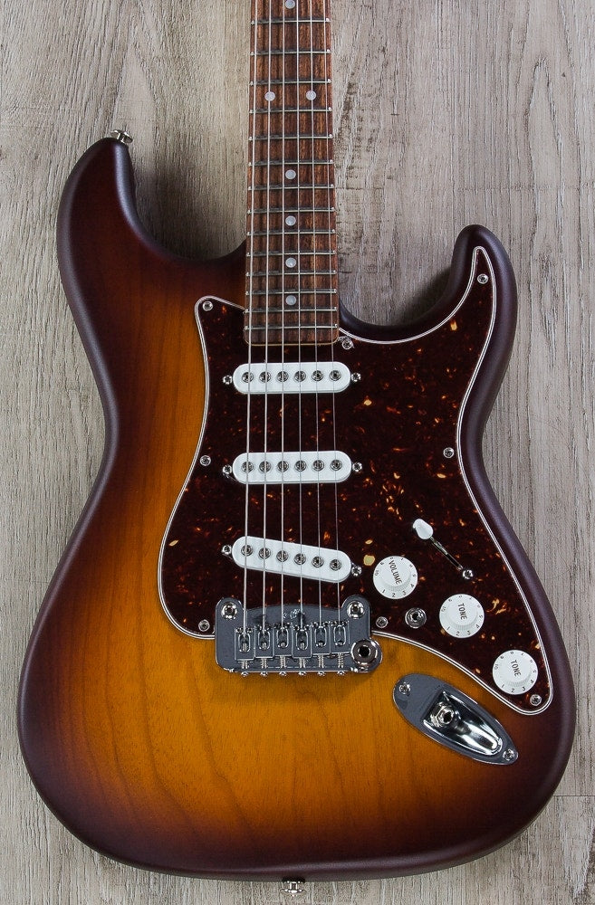 G&L USA S-500 Electric Guitar, Rosewood Fingerboard, Hard Case - Old School Tobacco Sunburst Frost