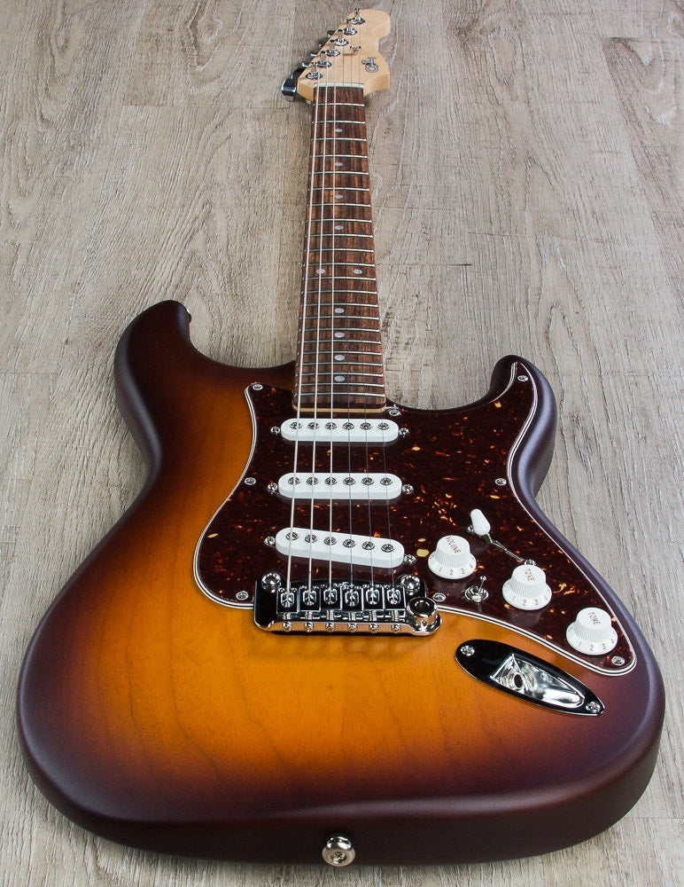 G&L USA S-500 Electric Guitar, Rosewood Fingerboard, Hard Case - Old School Tobacco Sunburst Frost