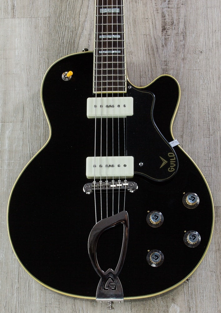 Guild M-75 Aristocrat Hollow Body Electric Guitar, Rosewood Fingerboard, Hard Case - Black