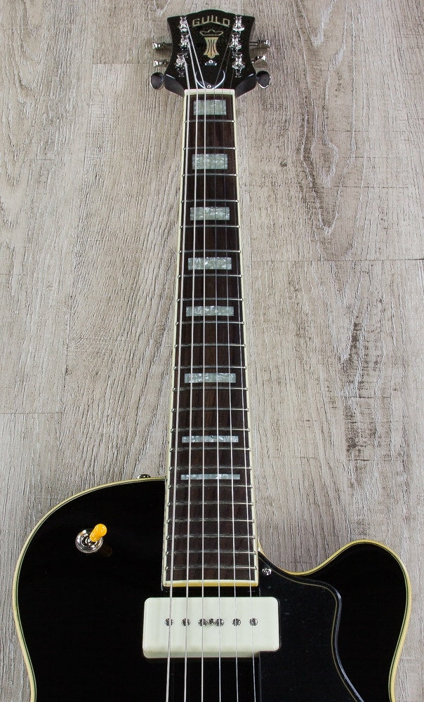 Guild M-75 Aristocrat Hollow Body Electric Guitar, Rosewood Fingerboard, Hard Case - Black