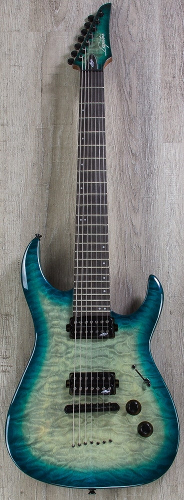 Legator Ninja 200-SE 7-String Electric Guitar - Teal Burst, Quilted Maple