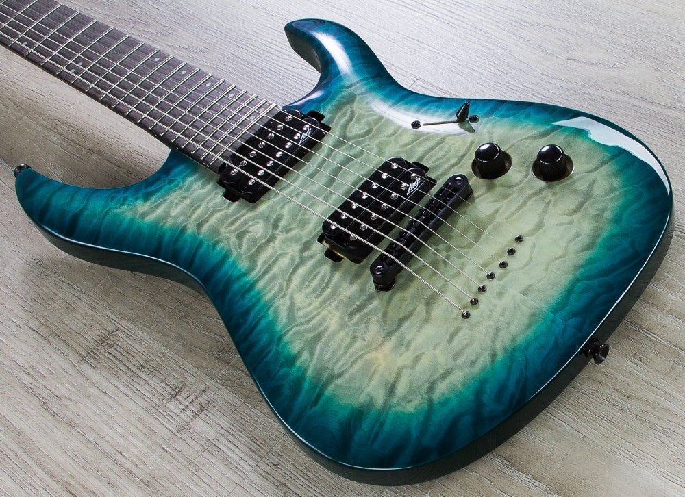 Legator Ninja 200-SE 7-String Electric Guitar - Teal Burst, Quilted Maple