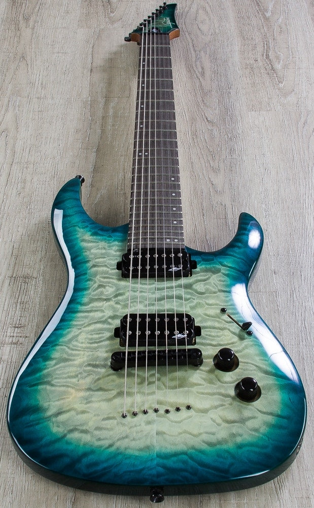 Legator Ninja 200-SE 7-String Electric Guitar - Teal Burst, Quilted Maple