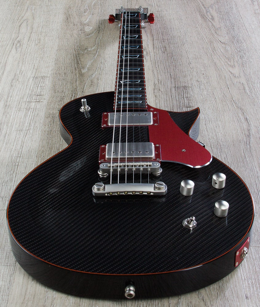 ESP Eclipse Electric Guitar, Ebony Fretboard, Matching Headstock, Hard Case - Carbon Black with Red Binding (NAMM Exhibition)