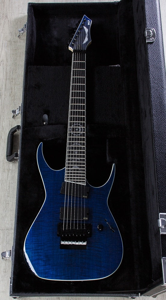 Dean RC7X FM TBL Rusty Cooley 7-String Flame Top Electric Guitar with Case - Trans Blue (B-STOCK)