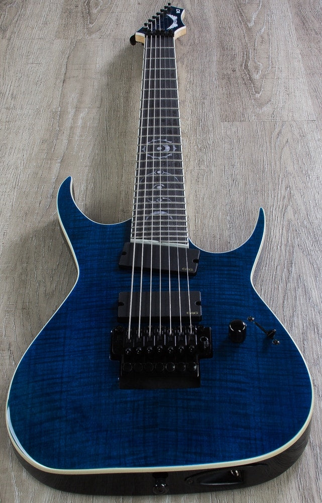 Dean RC7X FM TBL Rusty Cooley 7-String Flame Top Electric Guitar with Case - Trans Blue (B-STOCK)