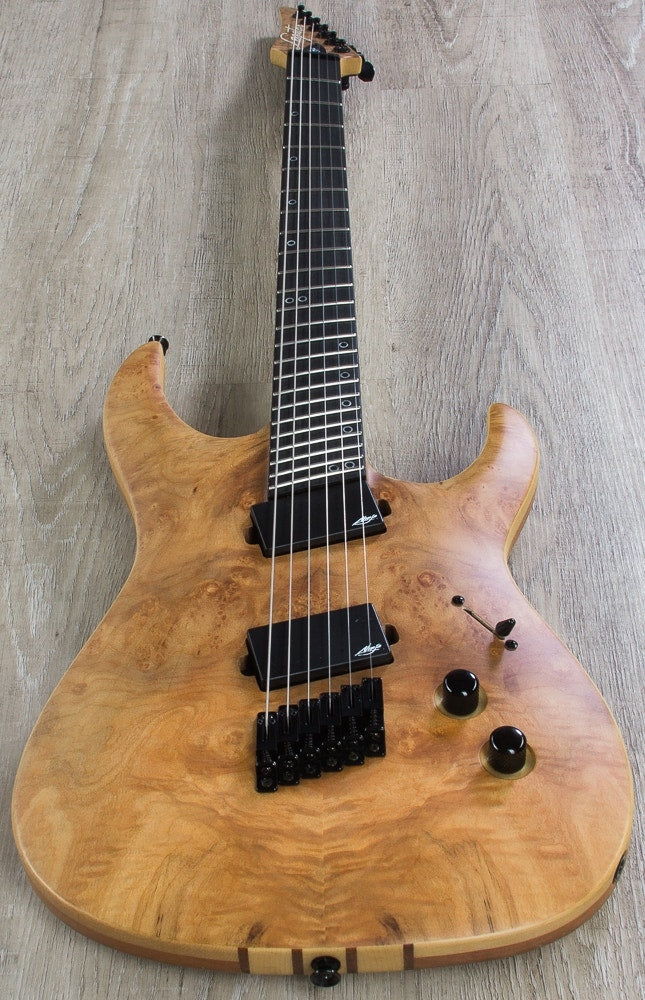 Legator Ninja R 300-PRO Fanned-Fret Electric Guitar, Ebony Fingerboard - Satin Natural Burl