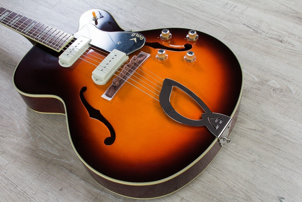 Guild X-175 Manhattan Hollowbody Archtop Electric Guitar, Rosewood Fingerboard, Hardshell Case - Antique Burst