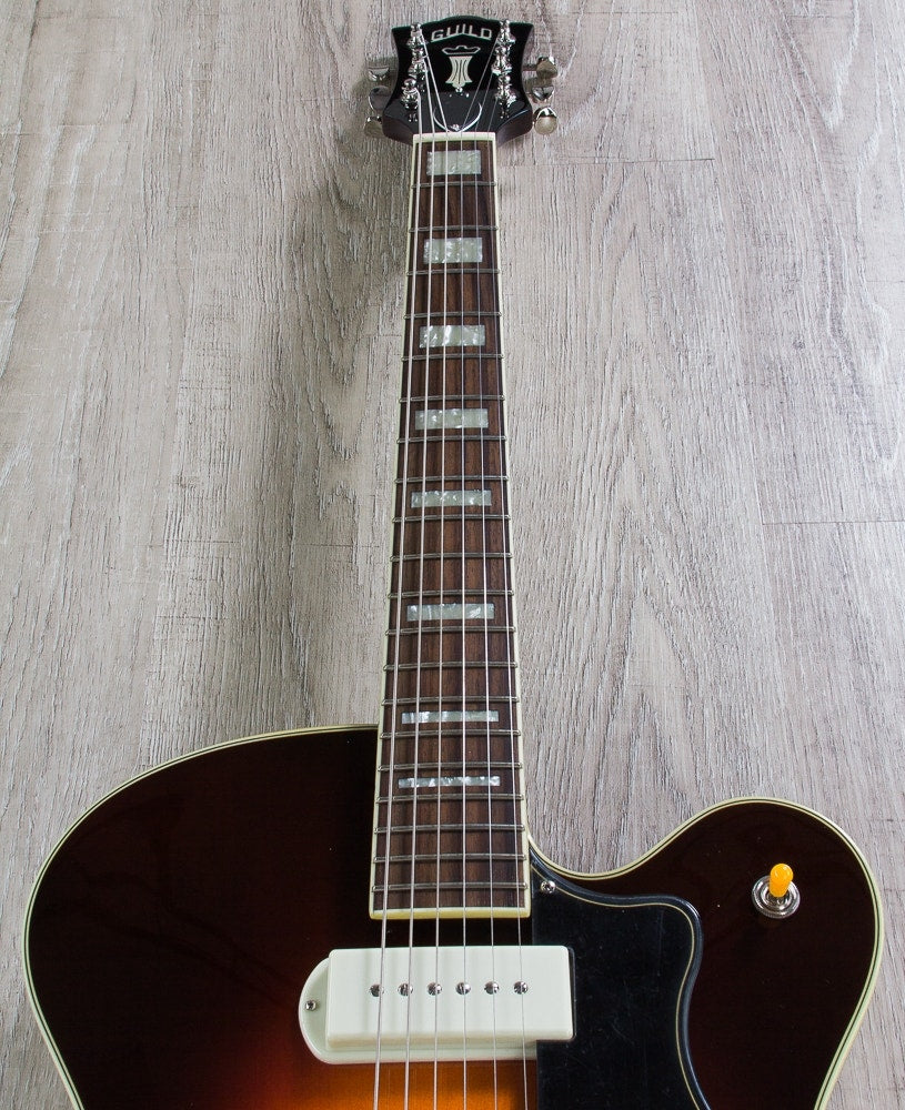 Guild X-175 Manhattan Hollowbody Archtop Electric Guitar, Rosewood Fingerboard, Hardshell Case - Antique Burst