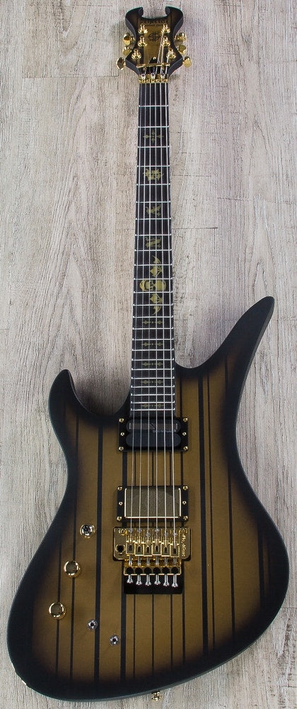 Schecter Synyster Custom-S LH Left-Handed Electric Guitar, Ebony Fretboard - Satin Gold Burst