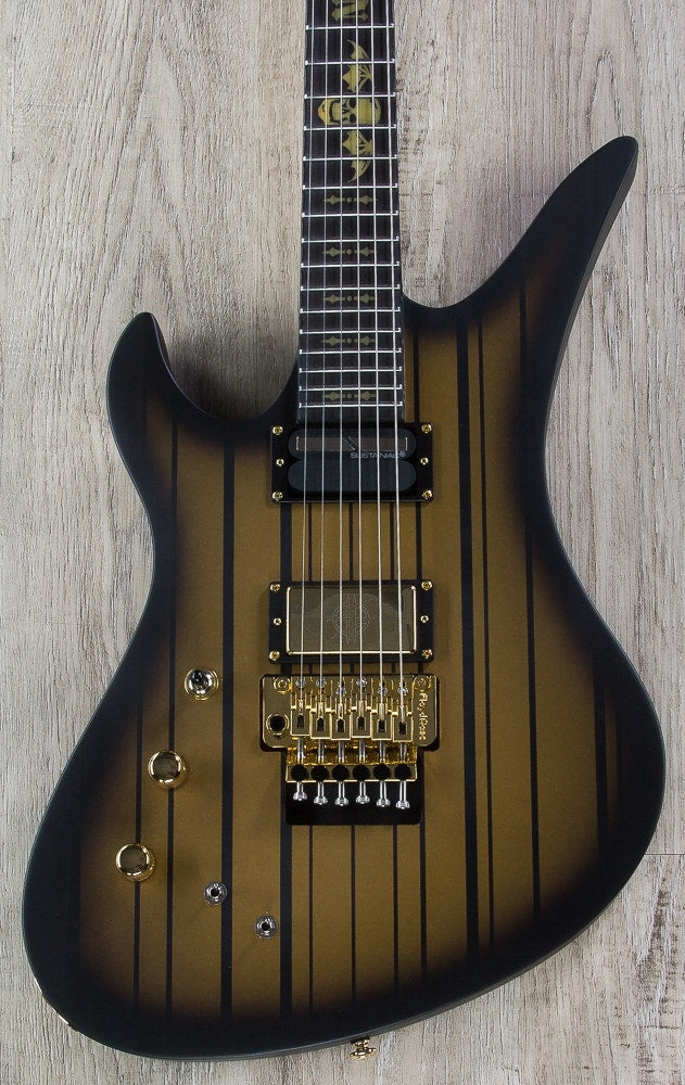 Schecter Synyster Custom-S LH Left-Handed Electric Guitar, Ebony Fretboard - Satin Gold Burst
