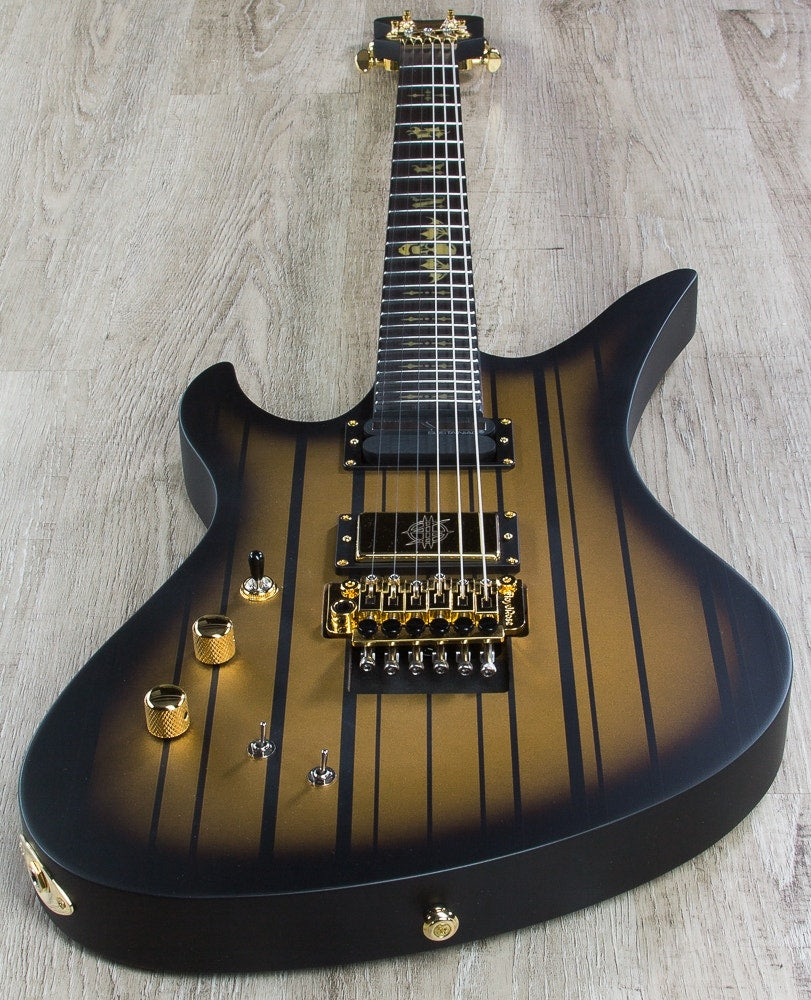 Schecter Synyster Custom-S LH Left-Handed Electric Guitar, Ebony Fretboard - Satin Gold Burst