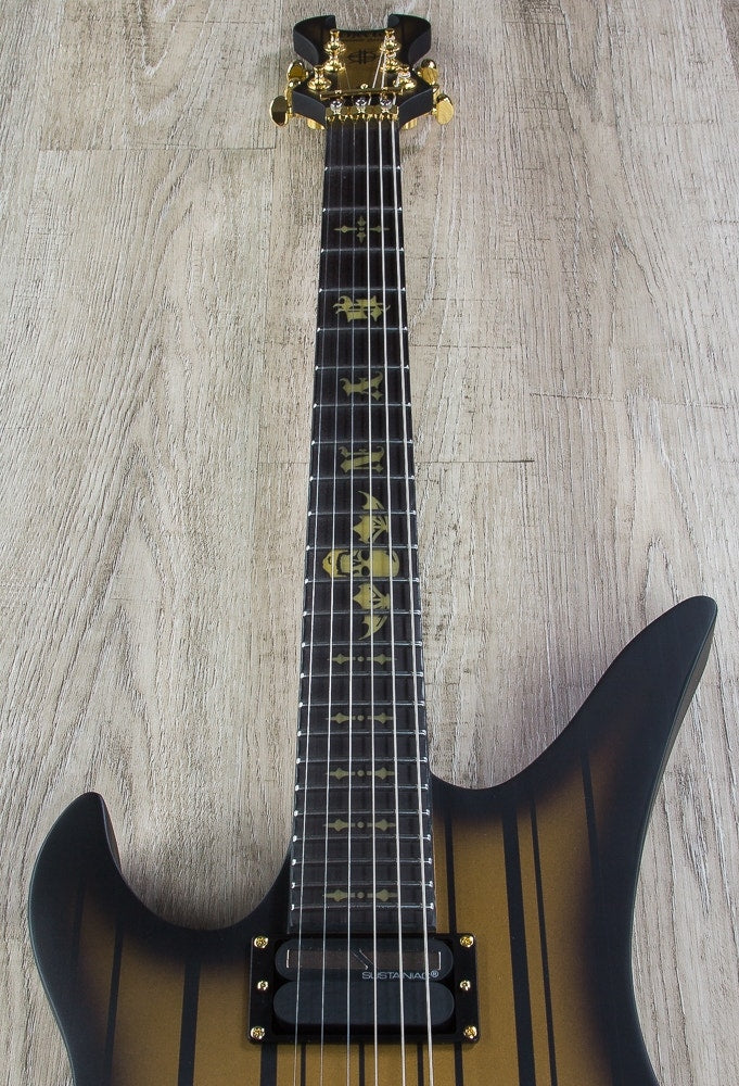 Schecter Synyster Custom-S LH Left-Handed Electric Guitar, Ebony Fretboard - Satin Gold Burst
