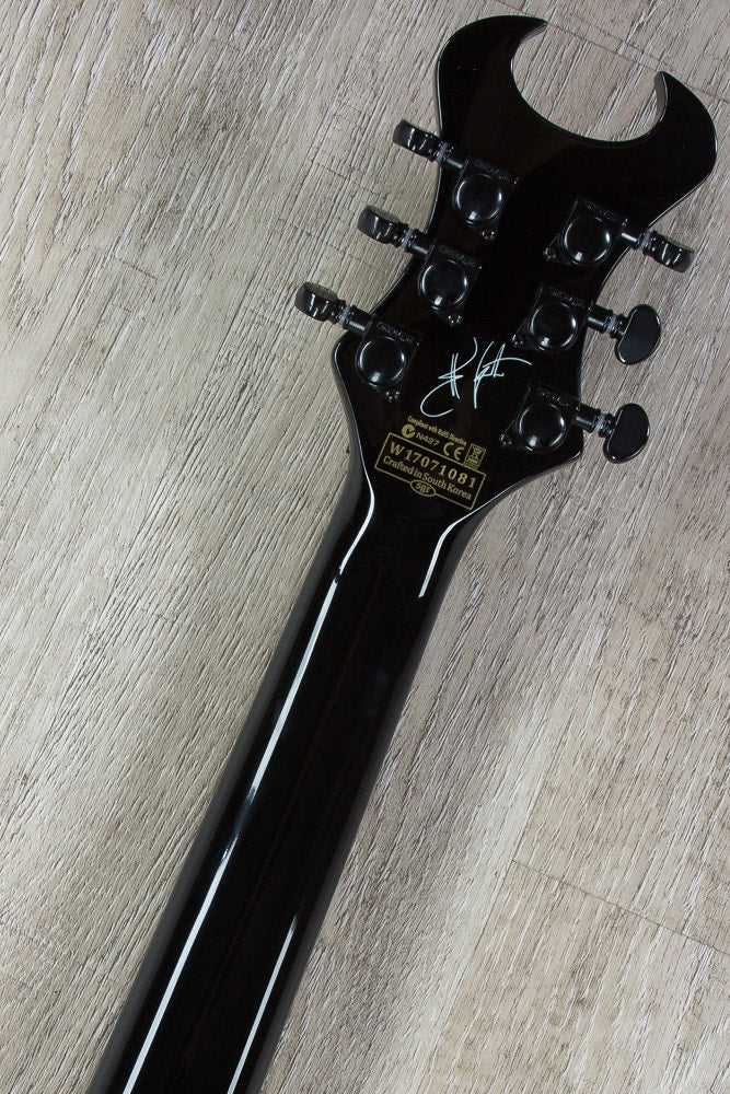 Schecter Synyster Custom-S Electric Guitar, Ebony Fingerboard - Gloss Black with Silver Pin Stripes