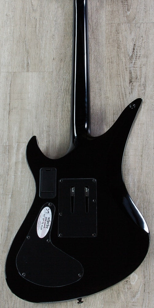 Schecter Synyster Custom-S Electric Guitar, Ebony Fingerboard - Gloss Black with Silver Pin Stripes