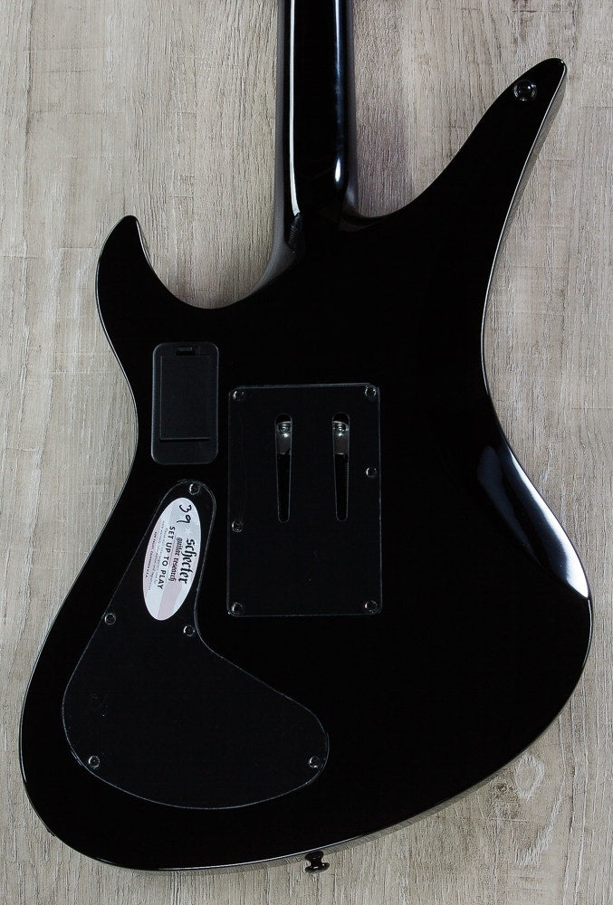 Schecter Synyster Custom-S Electric Guitar, Ebony Fingerboard - Gloss Black with Silver Pin Stripes