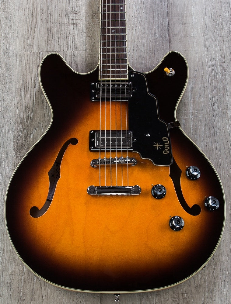Guild Starfire IV ST Semi-Hollow Electric Guitar with Hard Case - Vintage Sunburst