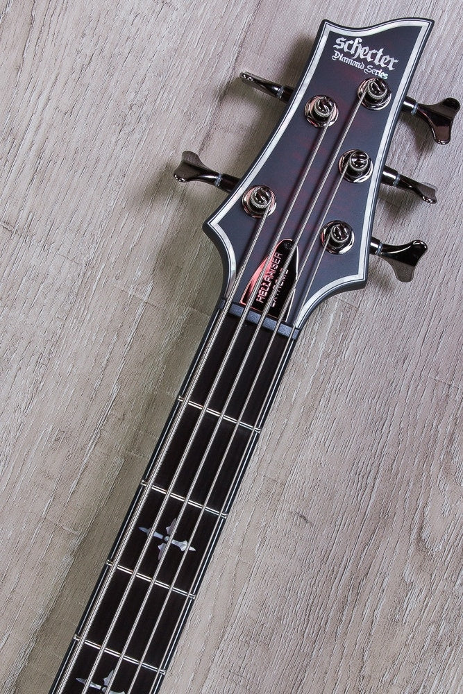 Schecter Guitar Research Hellraiser Extreme-5 CRBS 5-String Electric Bass Guitar in Crimson Red Burst Satin
