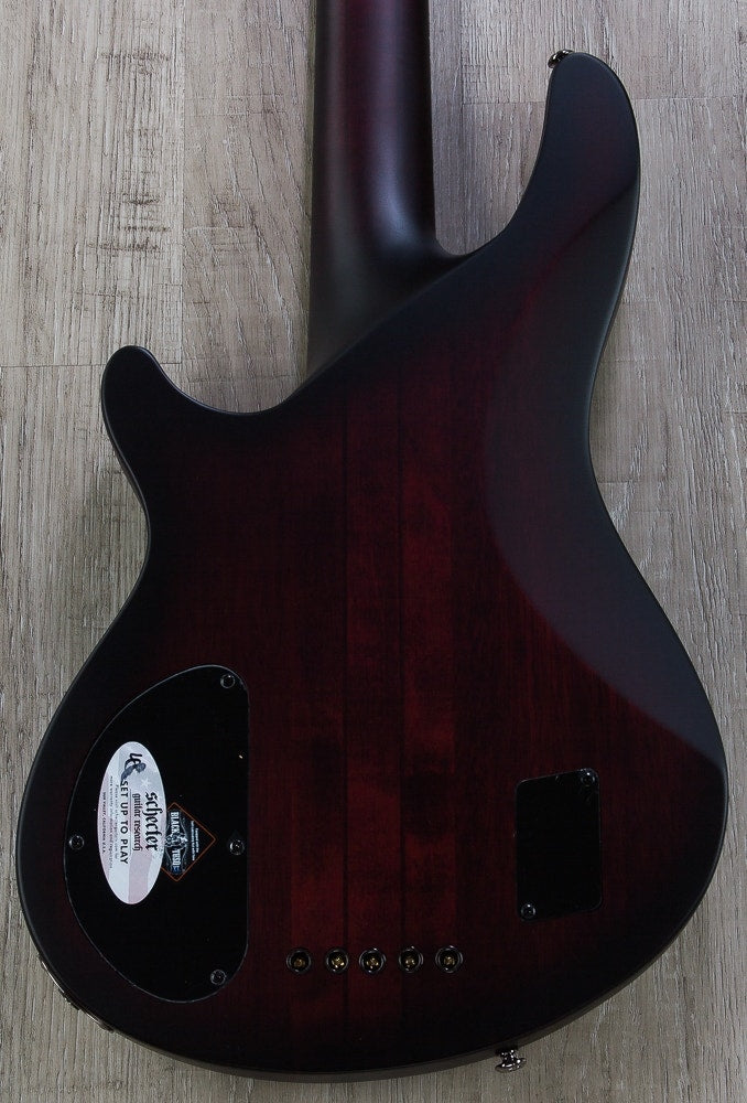 Schecter Guitar Research Hellraiser Extreme-5 CRBS 5-String Electric Bass Guitar in Crimson Red Burst Satin
