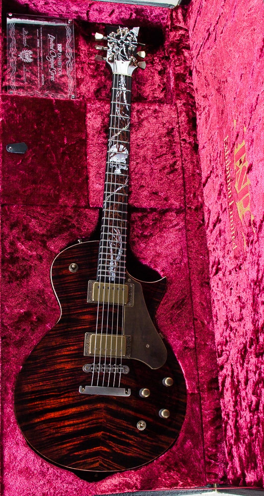 ESP Eclipse Electric Guitar, Skull Inlay, Matching Headstock, Hard Case - Black Cherry (NAMM 2017 Exhibition, Only 1 Made)
