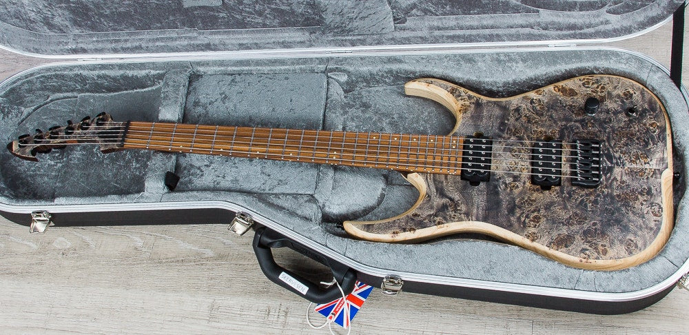 Skervesen Raptor 6 Electric Guitar, Poplar Burl Top, Hiscox Hard Case - Standard Graphite