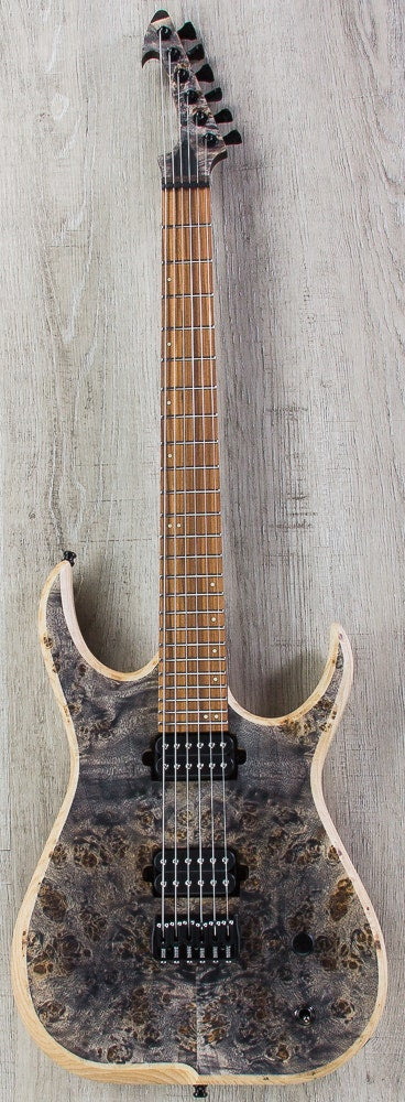 Skervesen Raptor 6 Electric Guitar, Poplar Burl Top, Hiscox Hard Case - Standard Graphite