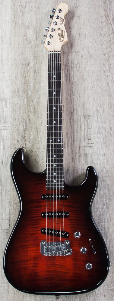 G&L USA S-500 RMC Electric Guitar, Flame Maple Top, Rosewood Fingerboard, Hard Case - Redburst