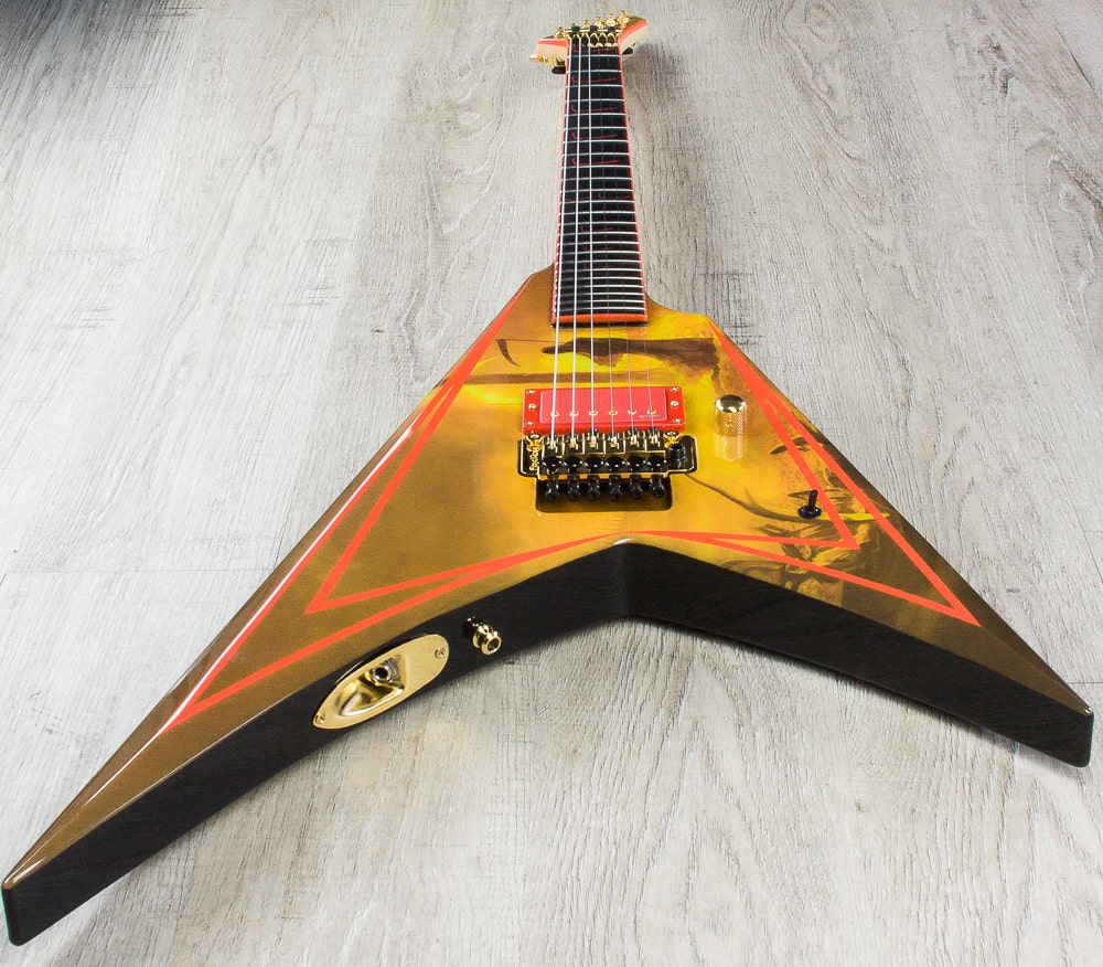 ESP E-II Signature Series Alexi Laiho Wild Scythe 6-String Electric Guitar with Hard Case - "I Worship Chaos" Graphic