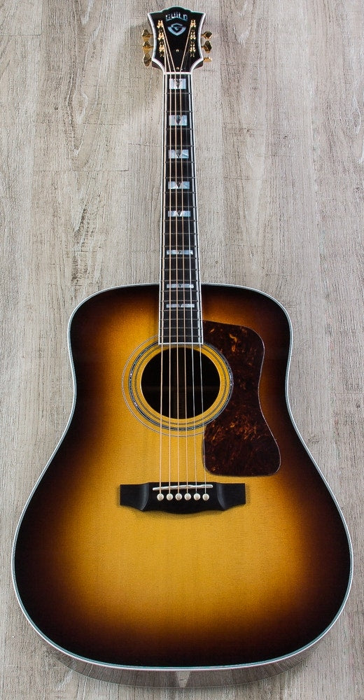 Guild D-55 Acoustic Guitar, Ebony Fingerboard, Hard Case - Antique Sunburst