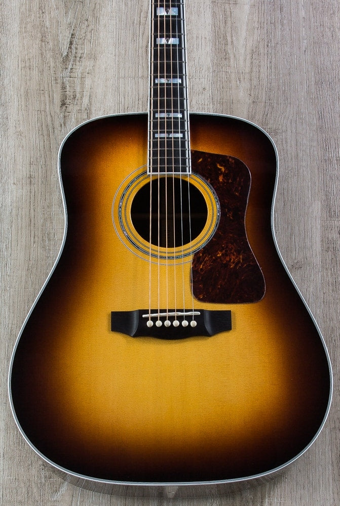 Guild D-55 Acoustic Guitar, Ebony Fingerboard, Hard Case - Antique Sunburst