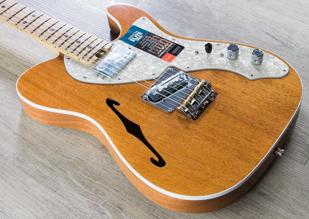 Fender 2017 Limited Edition American Elite Mahogany Tele Thinline Electric Guitar, Maple Fingerboard, Hard Case