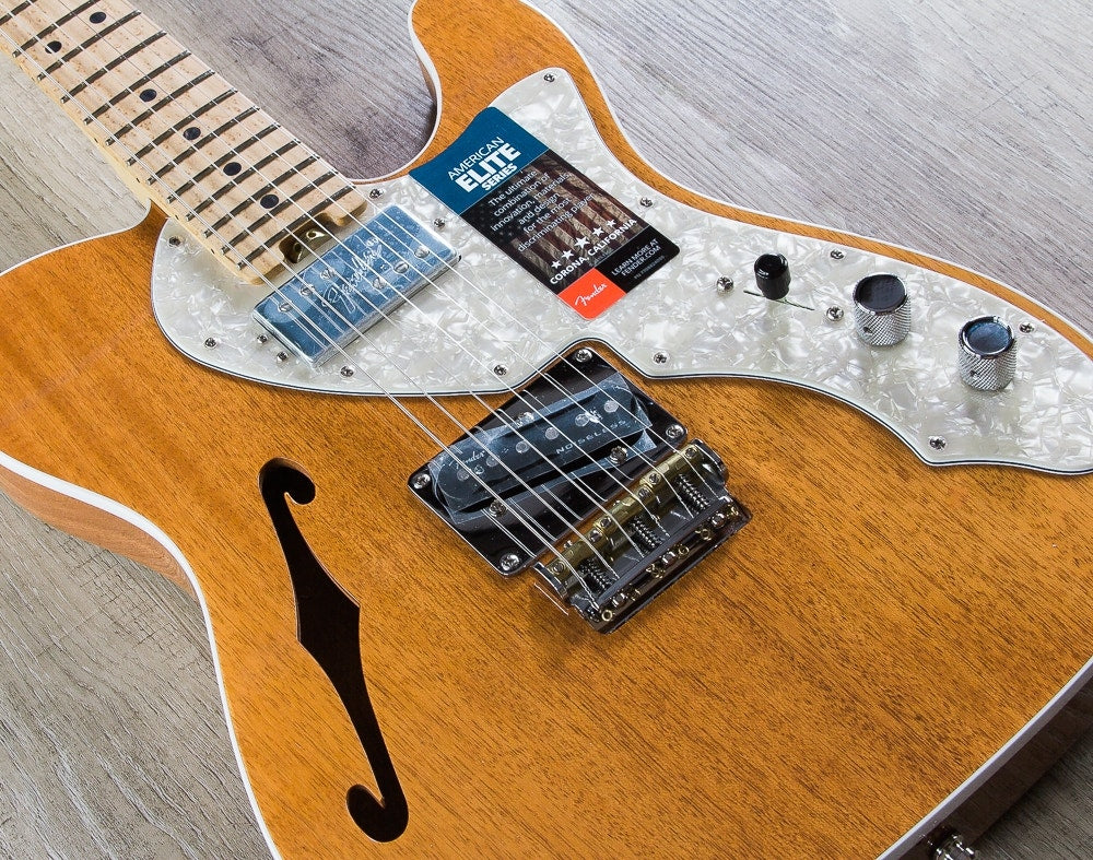 Fender 2017 Limited Edition American Elite Mahogany Tele Thinline Electric Guitar, Maple Fingerboard, Hard Case