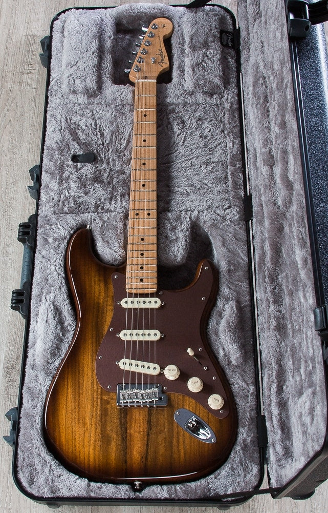 Fender Limited Edition Shedua Top Stratocaster Electric Guitar and Hard Case - Shaded Edge Burst