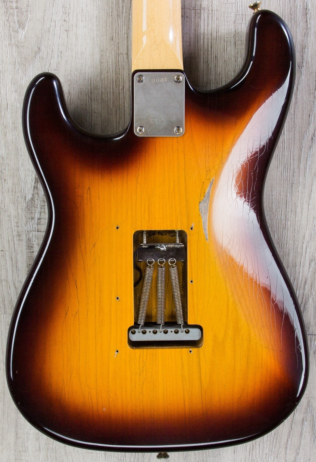 Iconic Custom Guitars Texas Flood Vintage Electric Guitar, Left-Handed Tremolo Arcane Pickups, Hard Case - Aged 3-Tone Burst Finish (Open Box)
