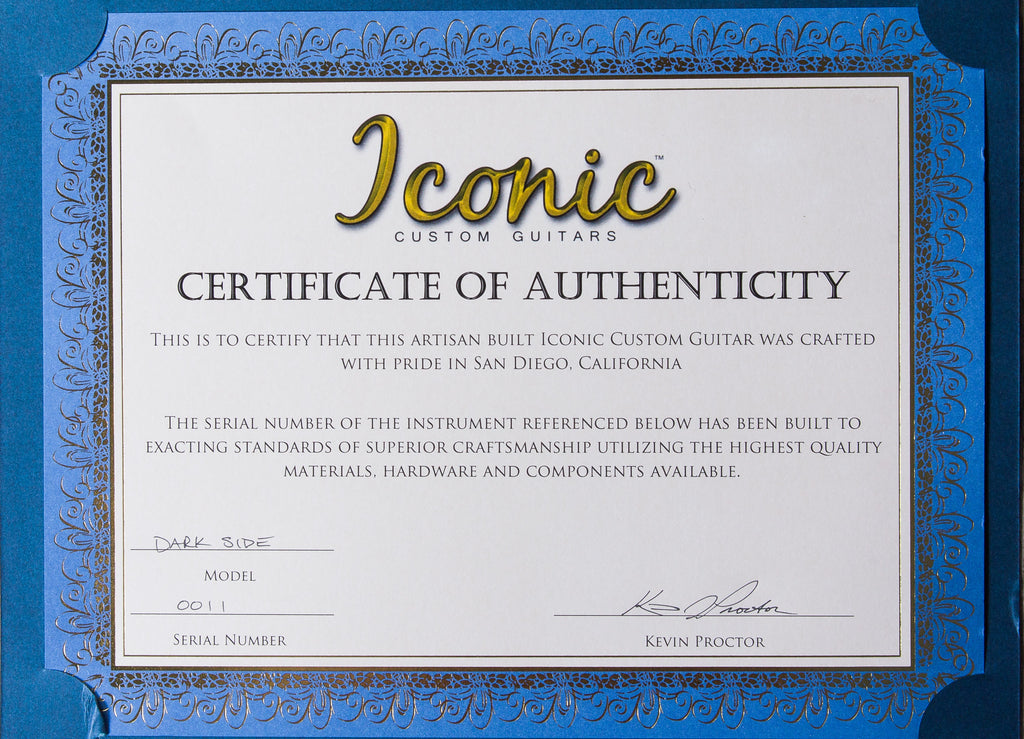 Iconic Custom Guitars Dark Side NOS Electric Guitar, Manlius Pickups, Hard Case - Gloss Black Finish