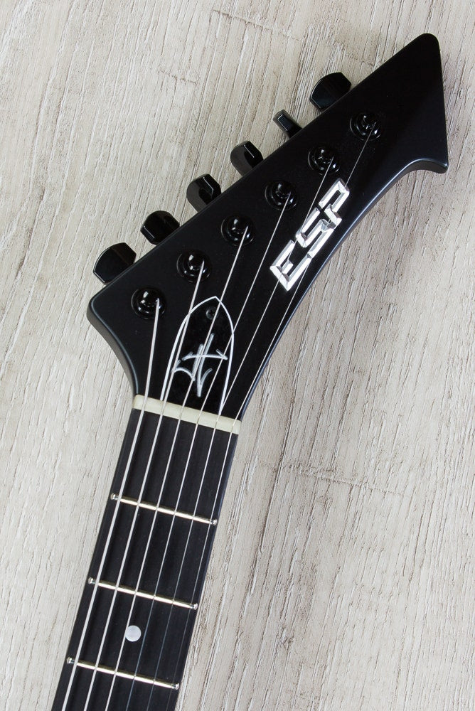 ESP James Hetfield Signature Vulture V-Design Electric Guitar with Form Fit Case - Black Satin