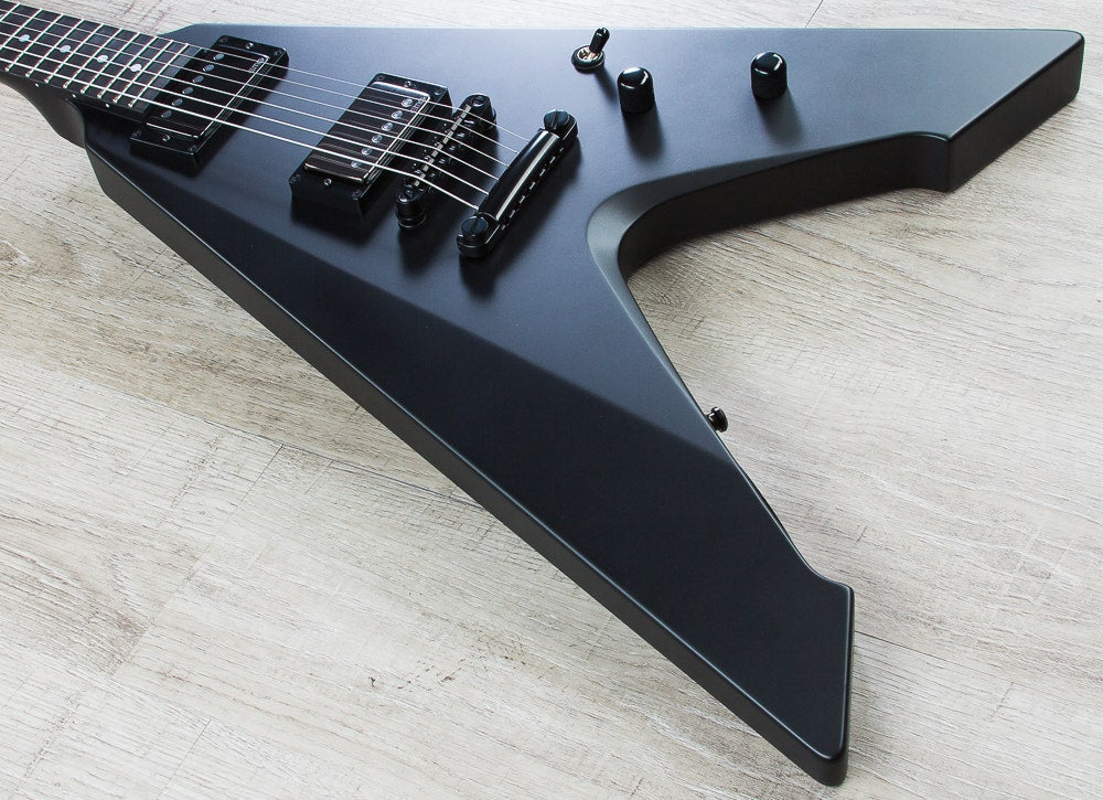 ESP James Hetfield Signature Vulture V-Design Electric Guitar with Form Fit Case - Black Satin