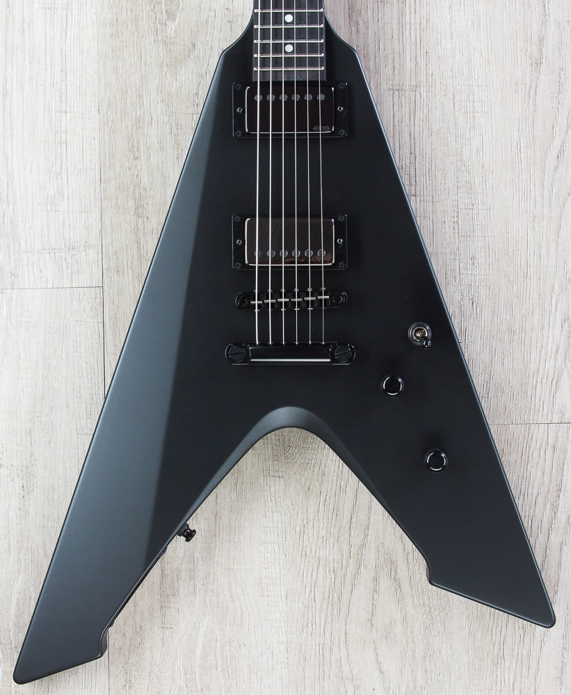 ESP James Hetfield Signature Vulture V-Design Electric Guitar with Form Fit Case - Black Satin